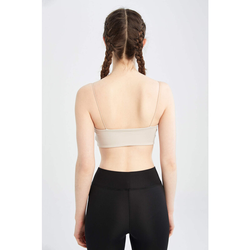 Defacto Fit Crew Neck Rope Strap Crop Top