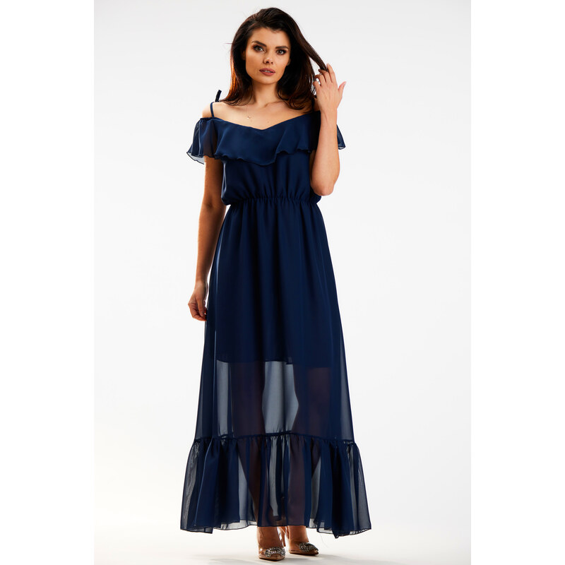 Awama Womans Dress A573 Navy Blue