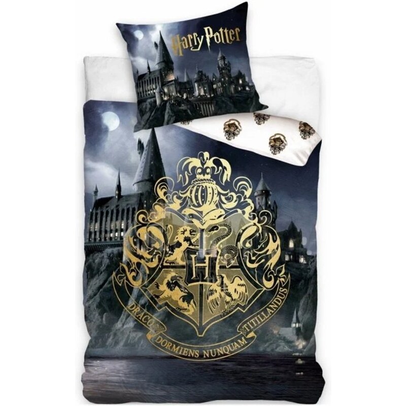 Carbotex Bavlněné ložní povlečení Harry Potter - Škola čar a kouzel v Bradavicích - 100% bavlna - 70 x 90 cm + 140 x 200 cm