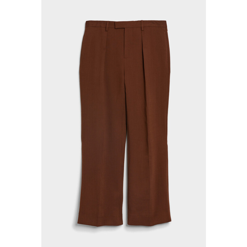 KALHOTY GANT WIDE WOOL CREPE SUIT PANTS hnědá 48