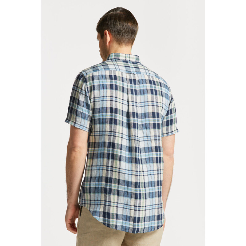 KOŠILE GANT REG LINEN MADRAS SHIRT SS modrá L