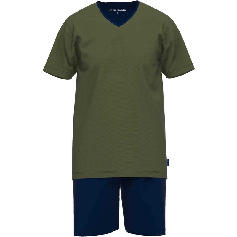 TOM TAILOR Pyžamo krátké tmavě modrá / khaki
