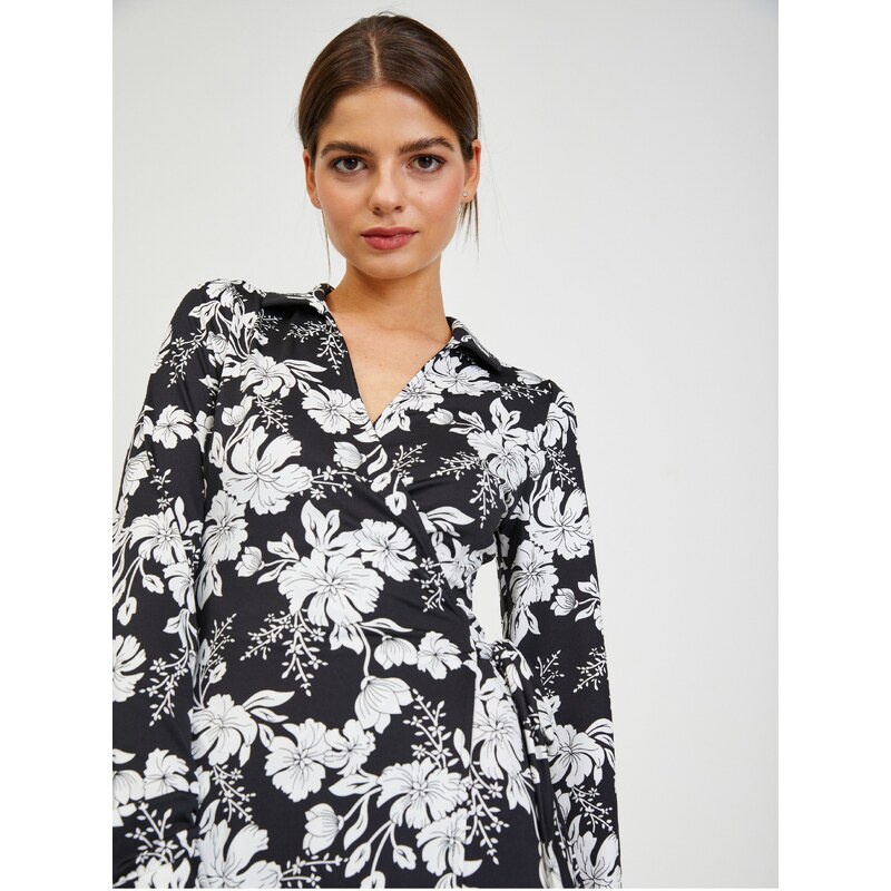 Orsay Bílo-černé dámské květované šaty - Dámské