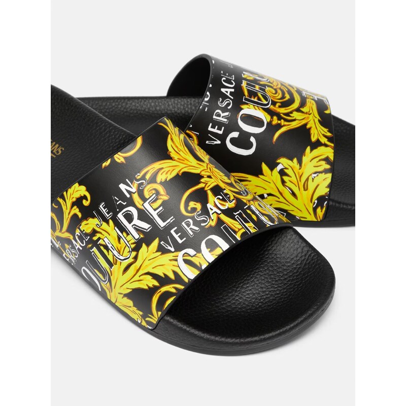 Žluto-černé pánské vzorované pantofle Versace Jeans Couture Fondo - Pánské