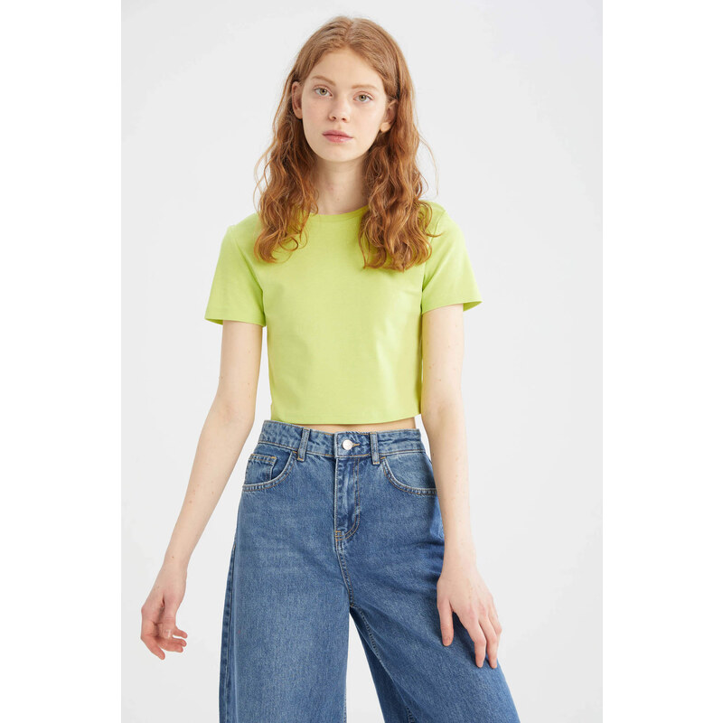 DEFACTO Slim Fit Short Sleeve Crop T-Shirt