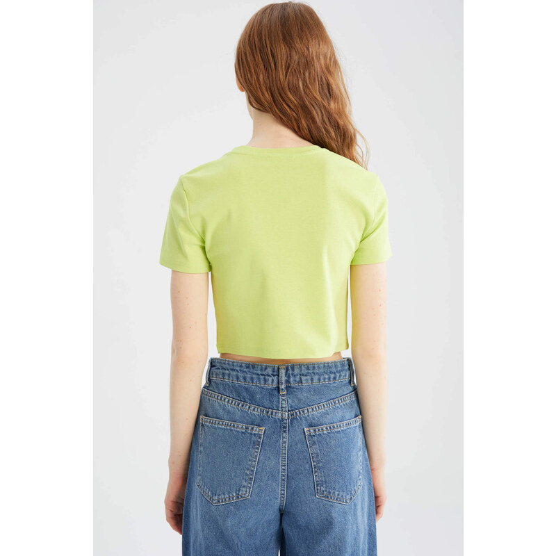 DEFACTO Slim Fit Short Sleeve Crop T-Shirt