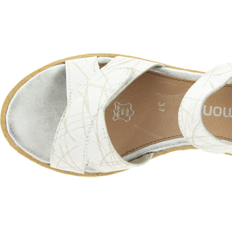 REMONTE Dámské bílé kožené sandálky na klínku R6252-80-255