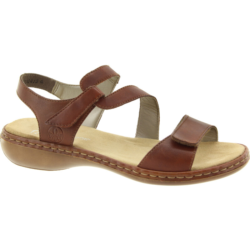 RIEKER Dámské hnědé kožené sandály 659C7-24-355