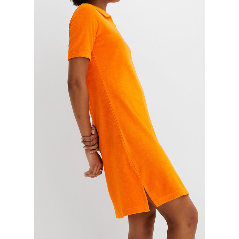 bonprix Šaty z froté, s pólo límečkem Oranžová