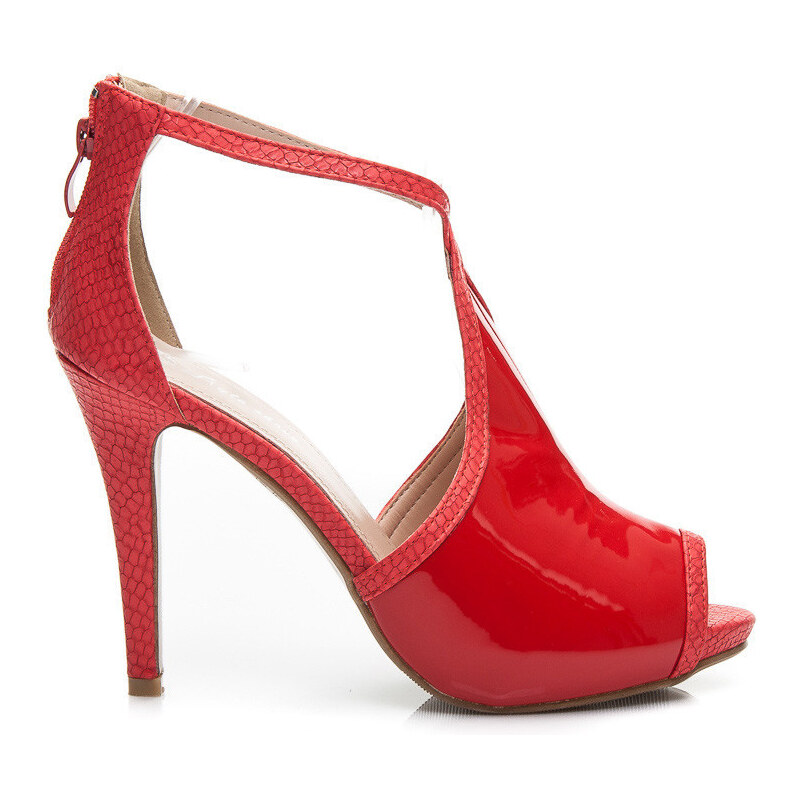 STYLE SHOES Originální červené dámské sandály, vel. 38