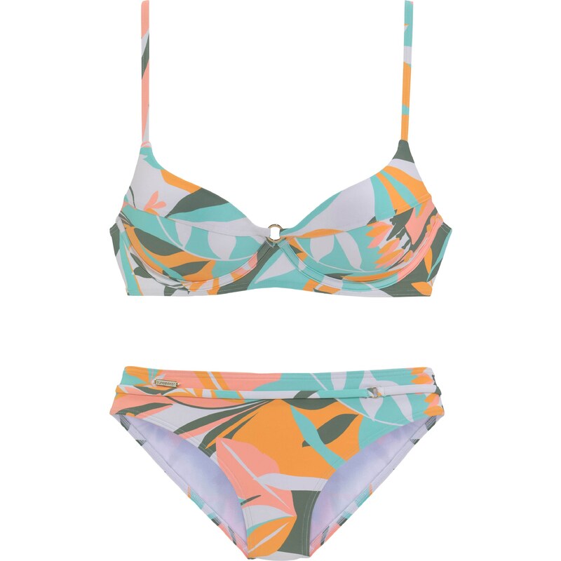 SUNSEEKER Bikiny režná / tyrkysová / jedle / tmavě oranžová