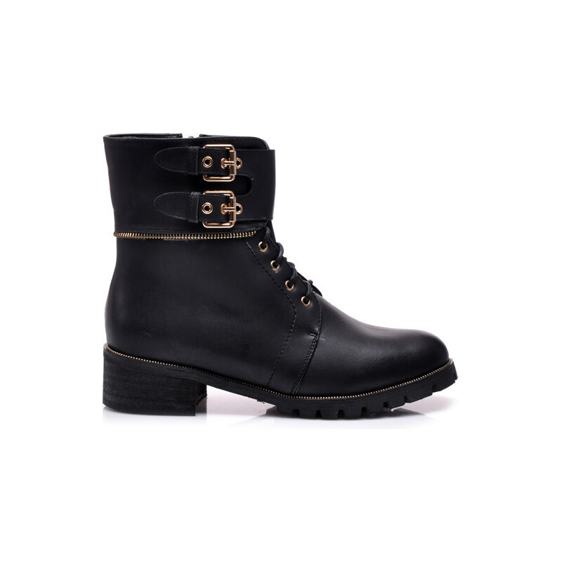 La Bella shoes Černé workery ve vojenském stylu, vel. 36