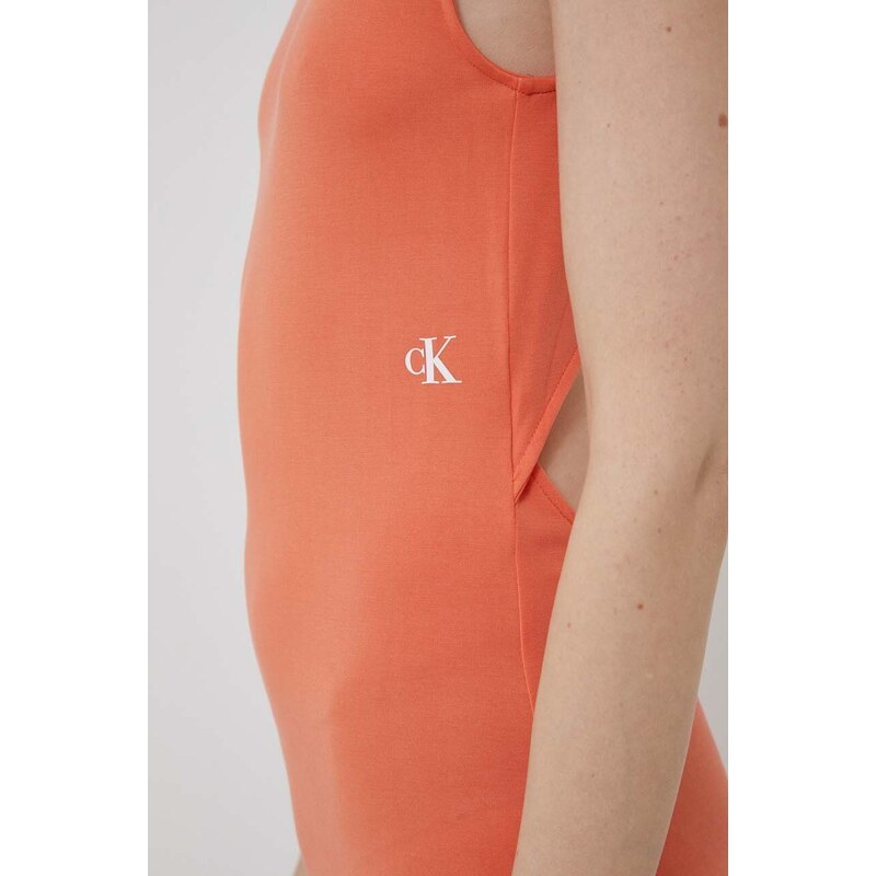 Šaty Calvin Klein Jeans oranžová barva, midi