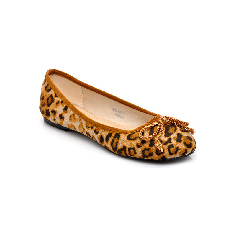 La Bella shoes Báječné leopardí baleríny s karamelovou mašlí, vel. 40