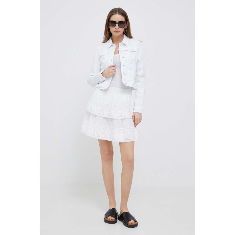 Bavlněná sukně Pepe Jeans Prana bílá barva, mini, áčková
