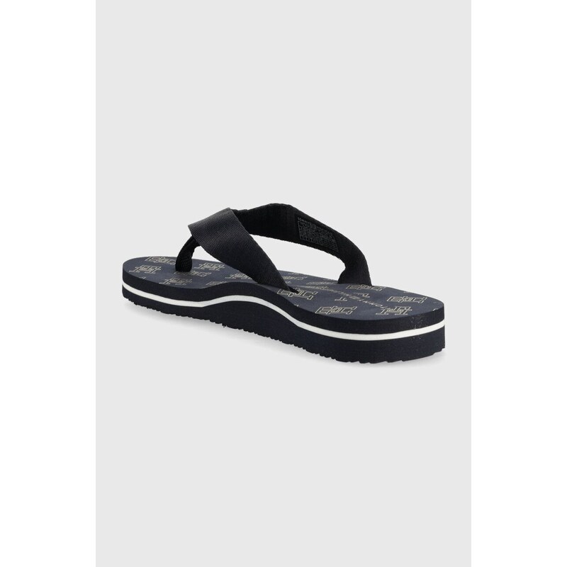 Žabky Tommy Hilfiger TH ELEVATED FLIP FLOP dámské, tmavomodrá barva, na plochém podpatku, FW0FW07420