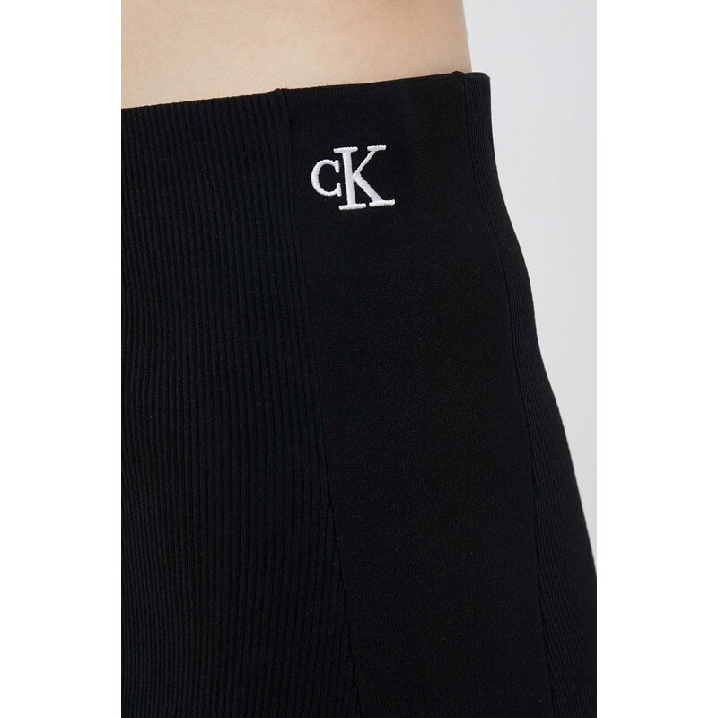Sukně Calvin Klein Jeans černá barva, midi, pouzdrová