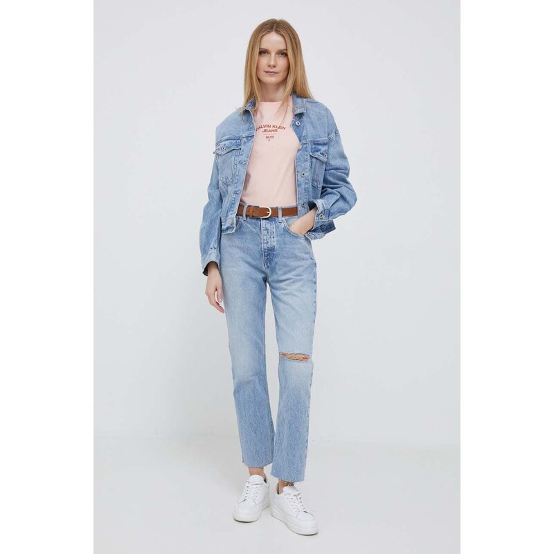 Džínová bunda Pepe Jeans Turner Rainbow dámská, přechodná, oversize