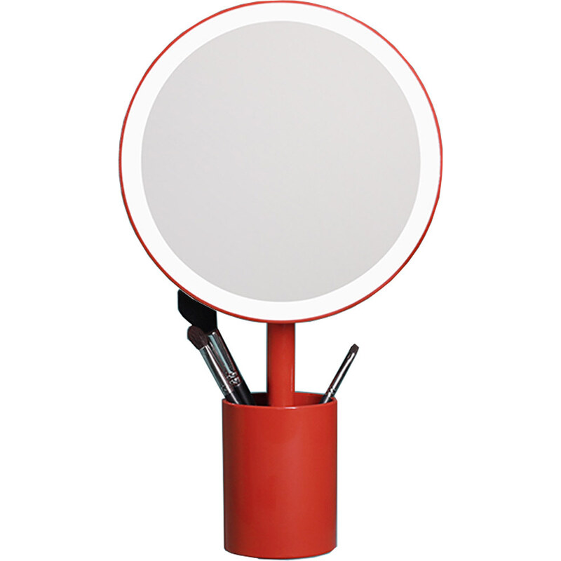 MMIRO, Kosmetické zrcadlo s osvětlením Brush Holder Mirror DL06 | červená