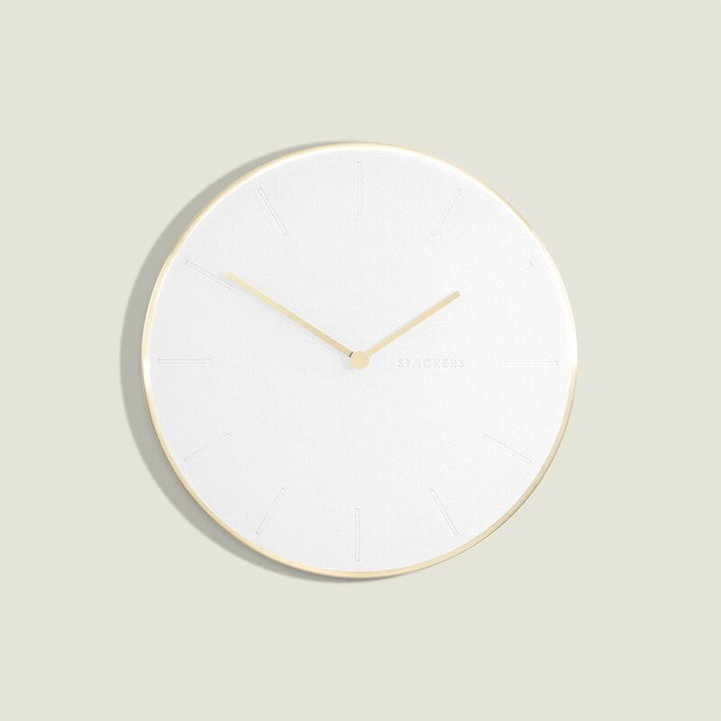 Stackers, Nástěnné hodiny White & Brushed Gold Clock | bílá