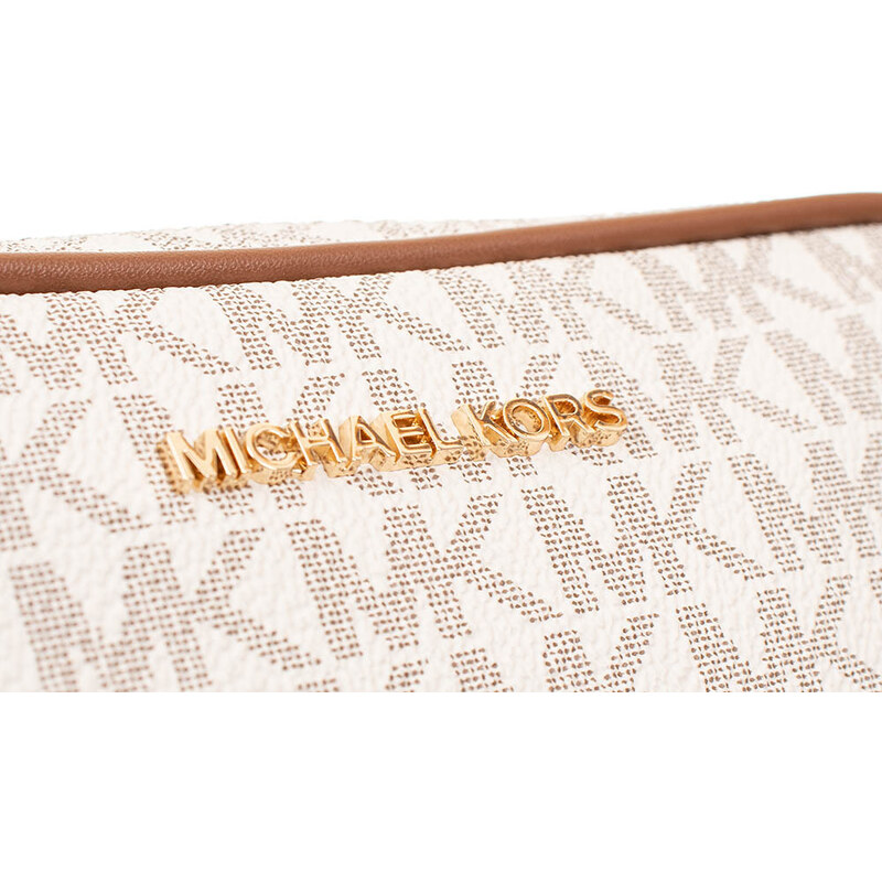 Michael Kors dámská kabelka POUCH WRSTLT vanilková s monogramem