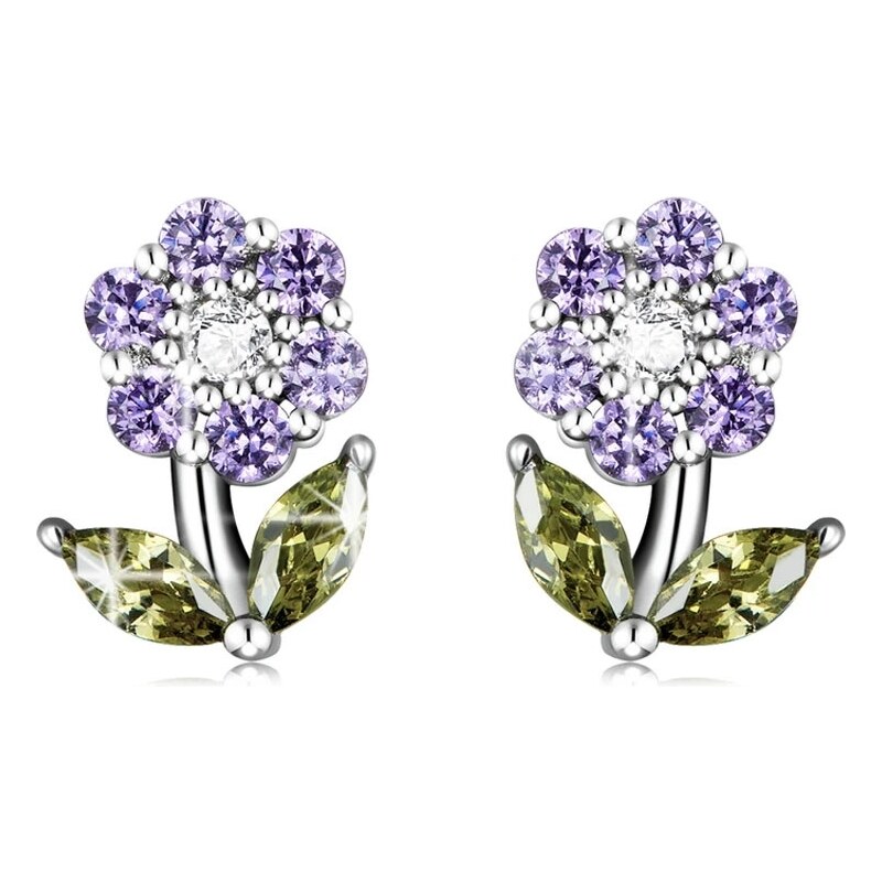 GRACE Silver Jewellery Stříbrné náušnice Amálka - květina, stříbro 925/1000