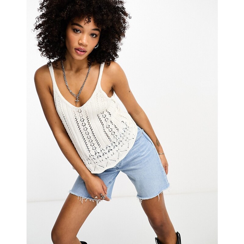 ONLY pointelle knitted vest top in white 99801492