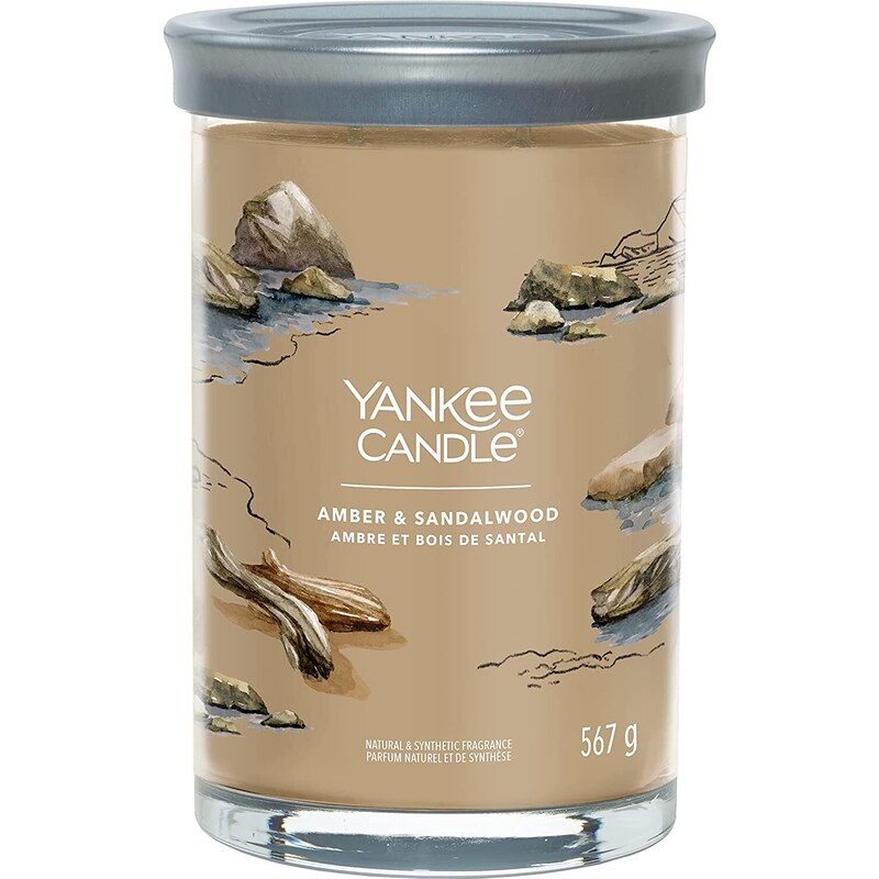 Yankee Candle vonná svíčka Signature Tumbler ve skle velká Amber & Sandalwood 567g