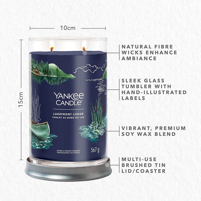 Yankee Candle vonná svíčka Signature Tumbler ve skle velká Lakefront Lodge 567g