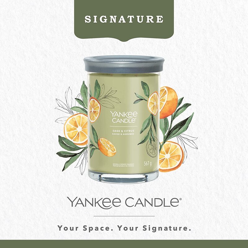 Yankee Candle vonná svíčka Signature Tumbler ve skle velká Sage & Citrus 567g