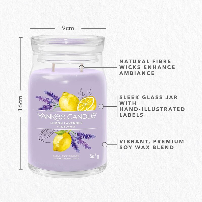 Yankee Candle vonná svíčka Signature ve skle velká Lemon Lavender 567 g