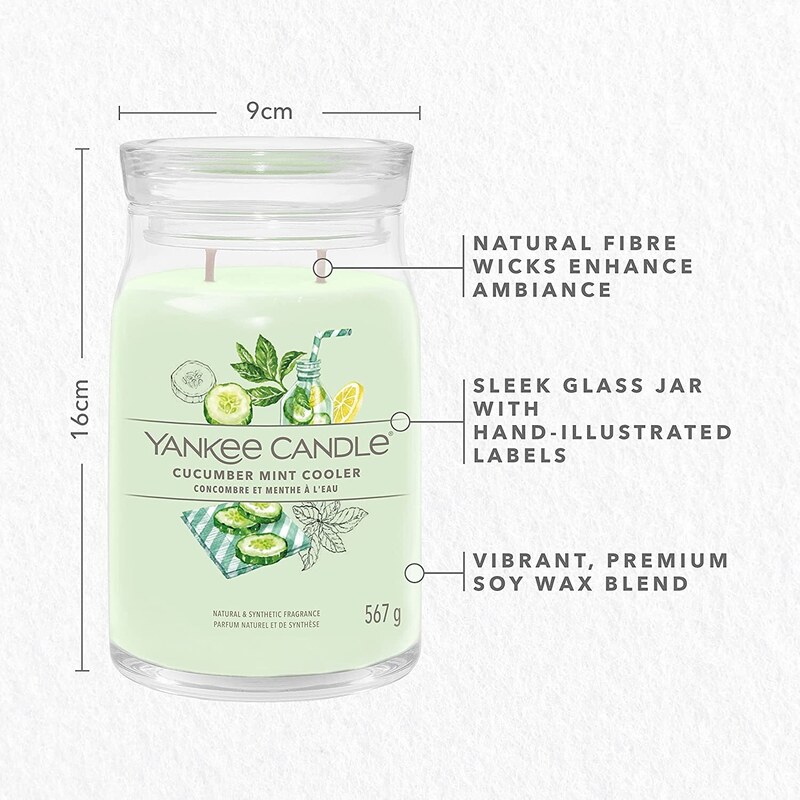 Yankee Candle vonná svíčka Signature ve skle velká Cucumber Mint Cooler 567 g