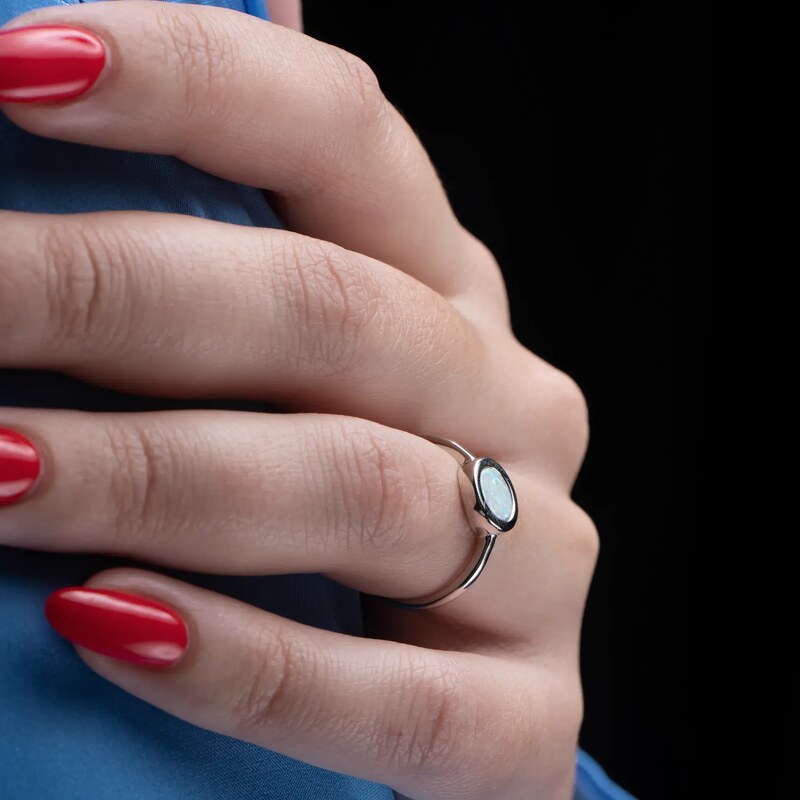 SilveAmo Stříbrný prsten Bílé očko 49-mm