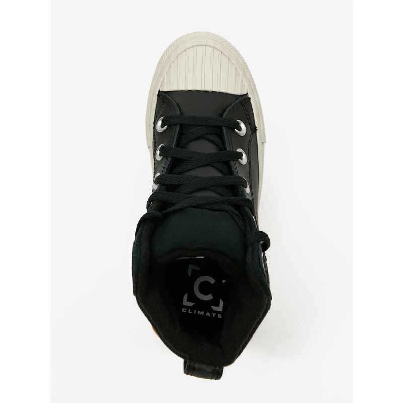 Černé klučičí kotníkové kožené tenisky Converse Chuck Taylor All Star - unisex