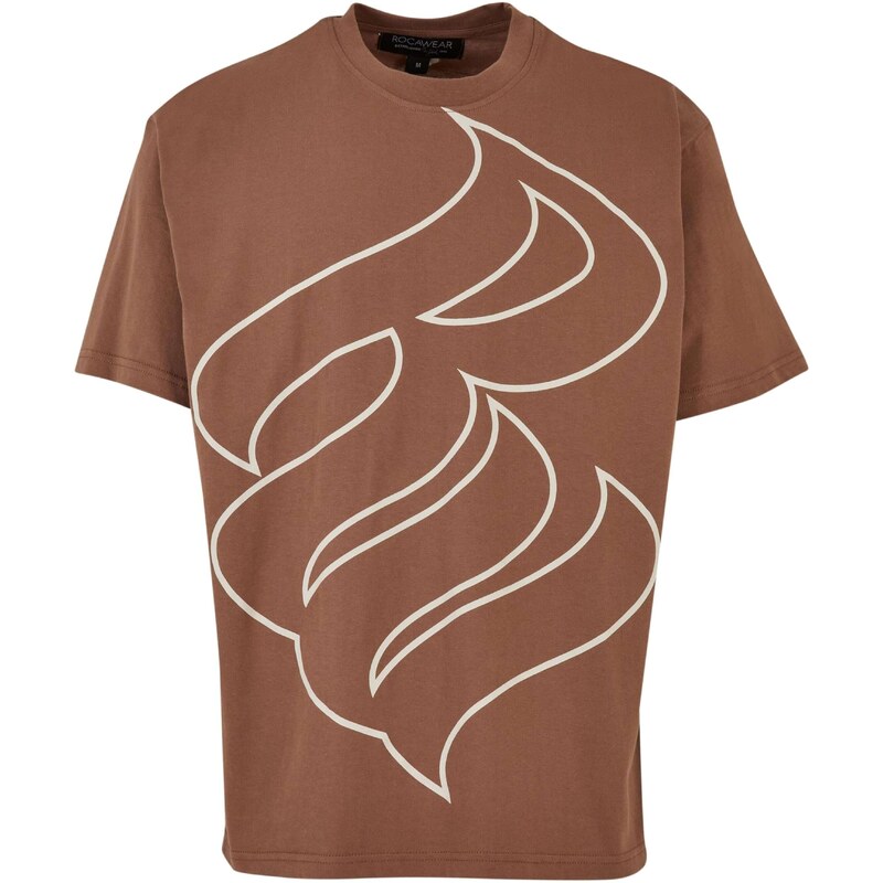 ROCAWEAR Tričko světle hnědá / černá / bílá