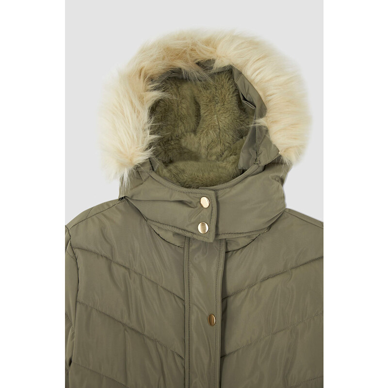 DEFACTO Hooded Faux Fur Lined Coat/Parka