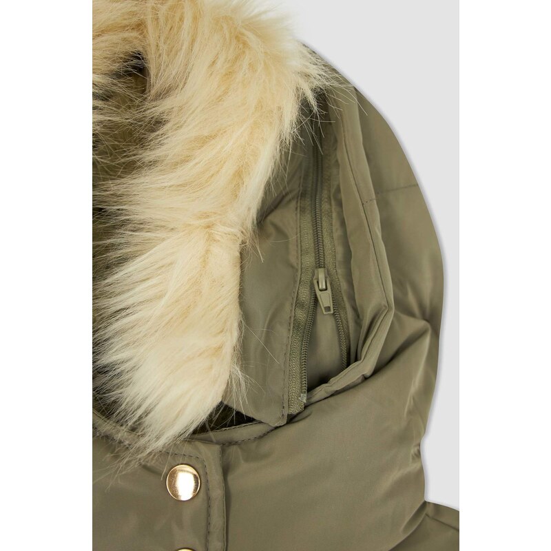 DEFACTO Hooded Faux Fur Lined Coat/Parka