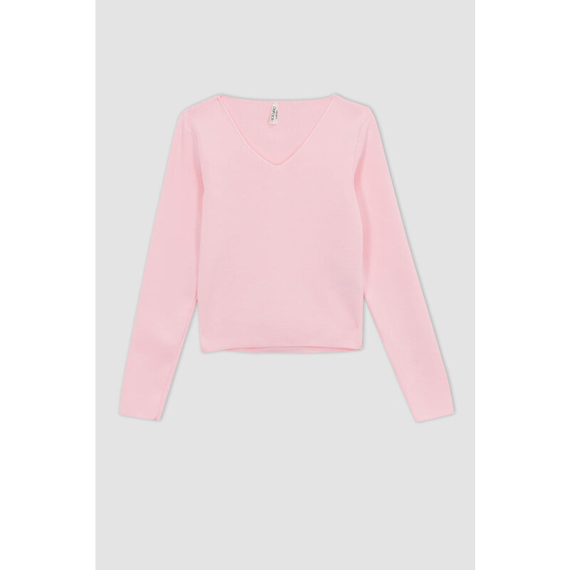 DEFACTO Girl Crop V-neck Pullover