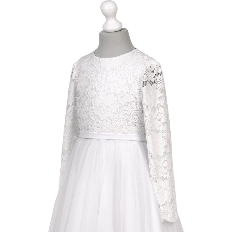 Dívčí šaty bílé s tylem XS Tosia BZ - 059