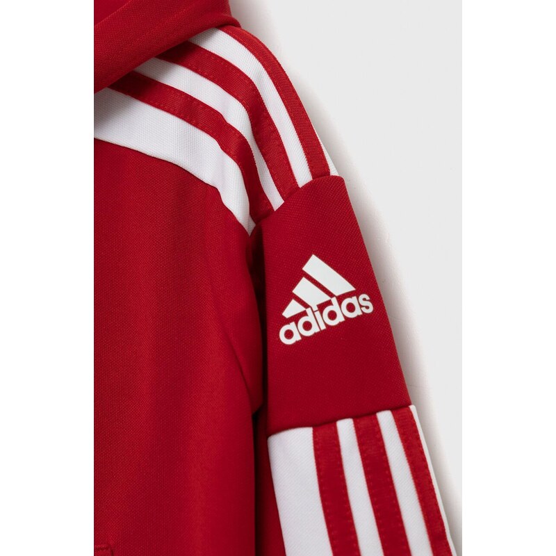 Dětská mikina adidas Performance červená barva, s kapucí, vzorovaná