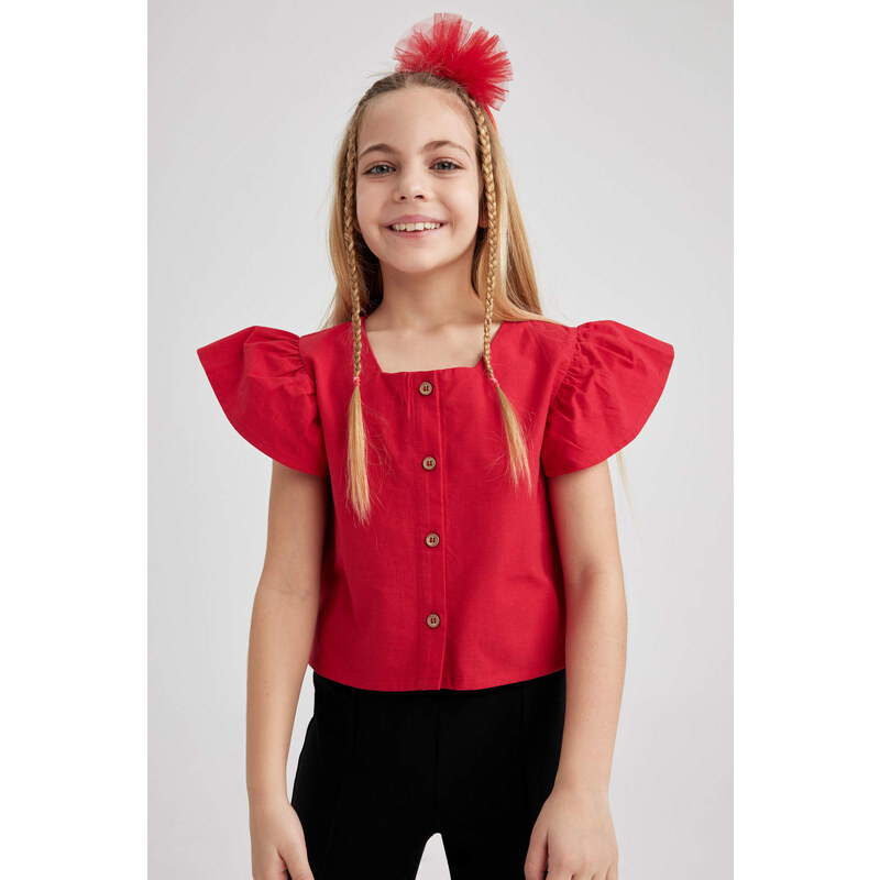 DEFACTO Girl's Short Sleeve Blouse