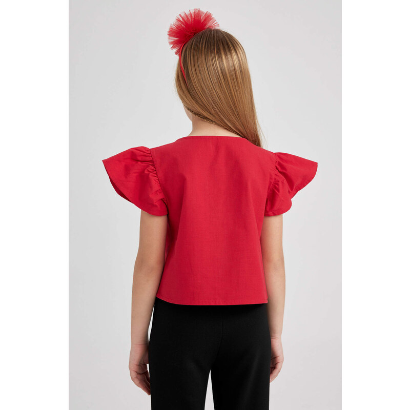 DEFACTO Girl's Short Sleeve Blouse