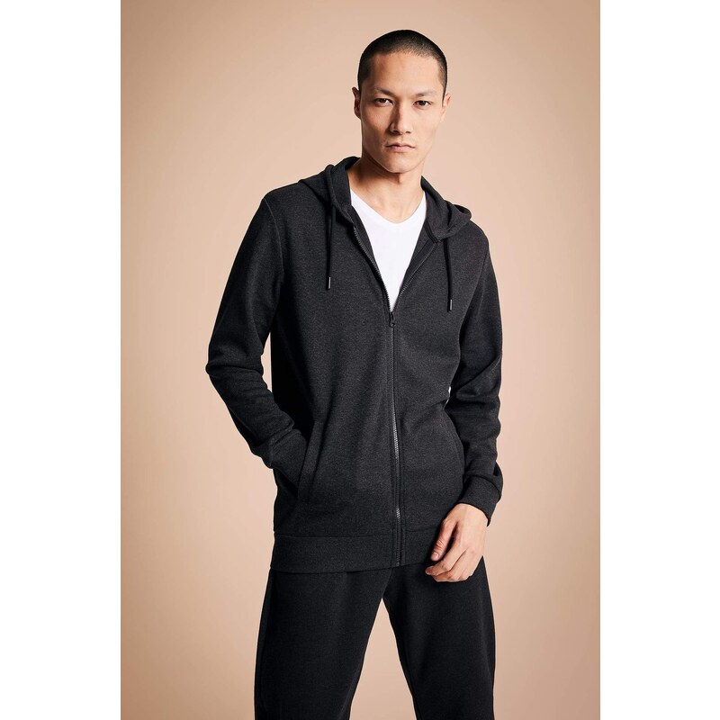 DEFACTO Regular Fit Hooded Zippered Cardigan