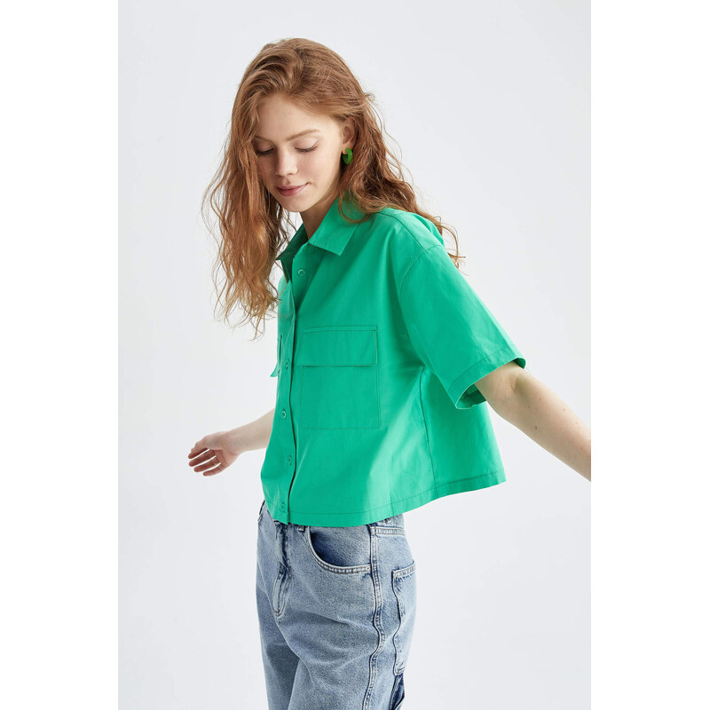 DEFACTO Short Sleeve Double Side Pockets Poplin Shirt 115633575