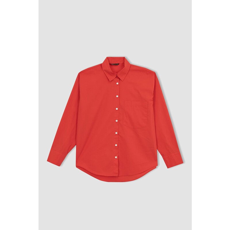 DEFACTO Oversize Fit Shirt Collar Poplin Long Sleeve Shirt