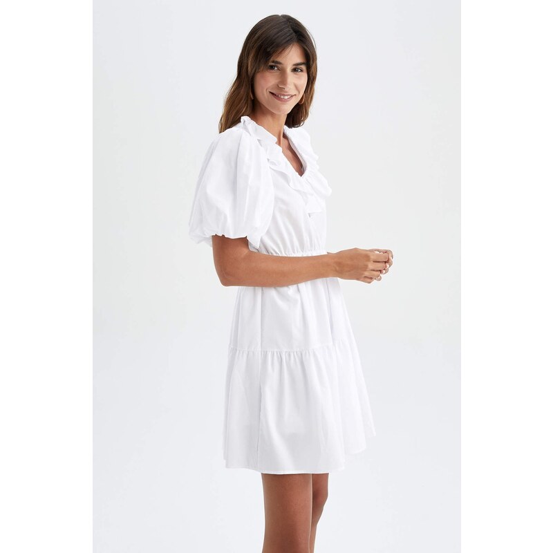 DEFACTO Short Sleeve Mini Short Sleeve Woven Dress