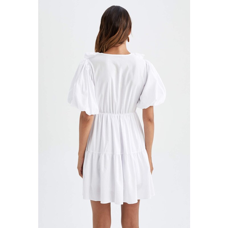 DEFACTO Short Sleeve Mini Short Sleeve Woven Dress