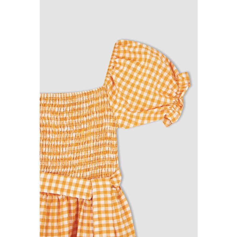 DEFACTO Midi tkané šaty s krátkým rukávem s krátkým rukávem