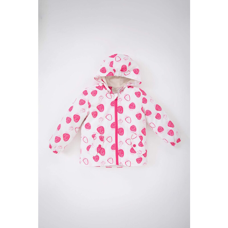 DEFACTO Baby Girls Patterned Water Repellent Hooded Coat