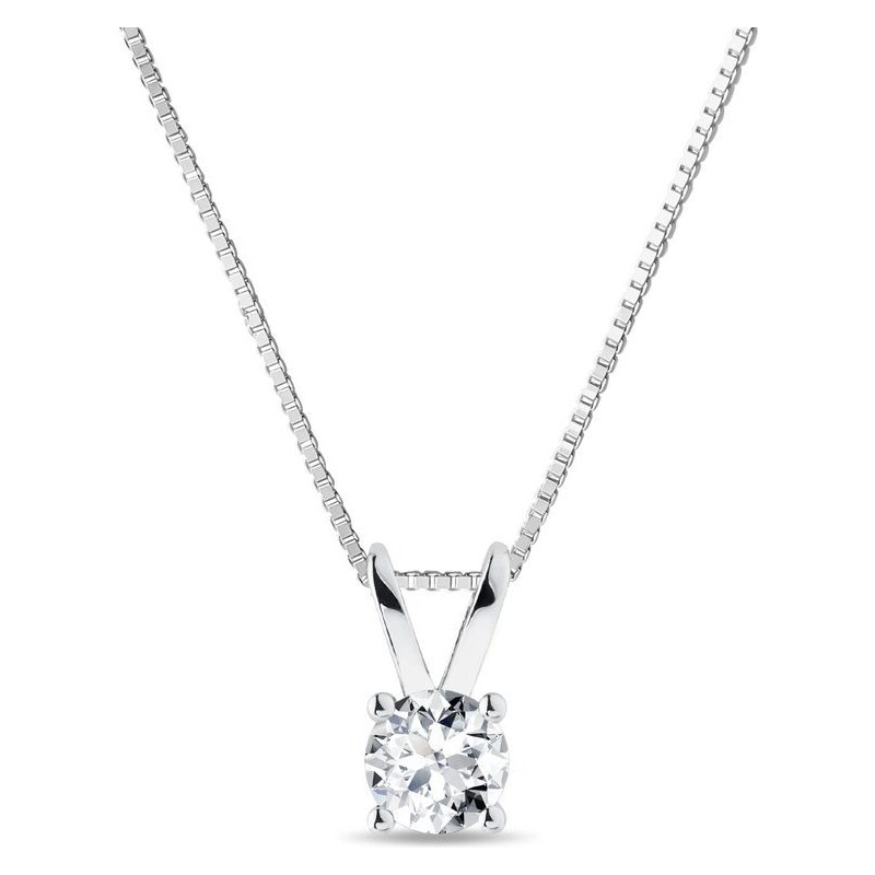 Náhrdelník s diamantem v bílém zlatě KLENOTA K0451012